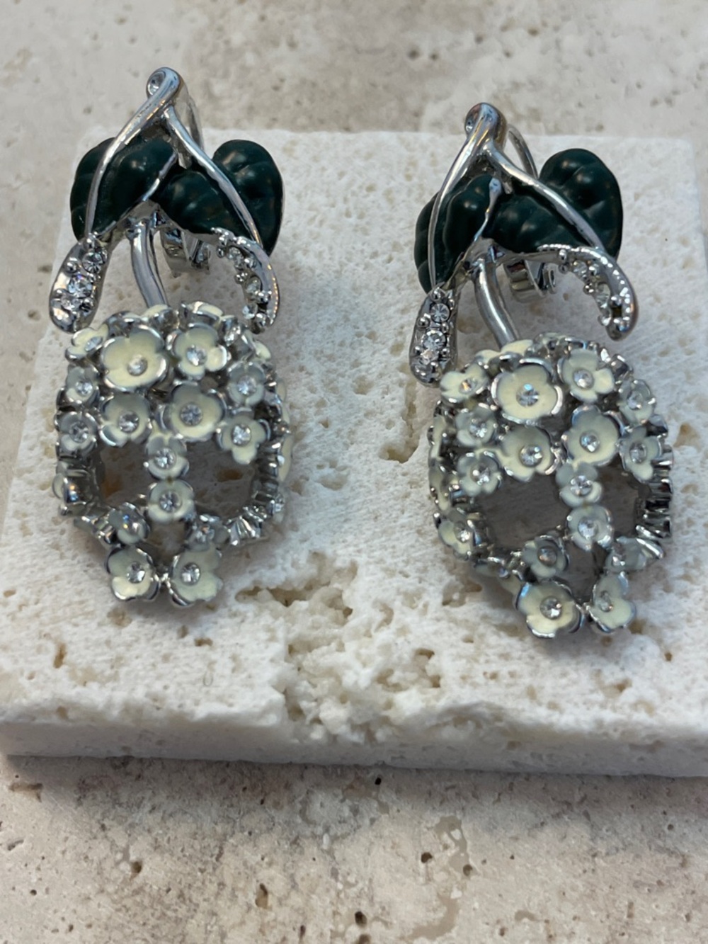 Vivienne Westwood Skull Orb Earrings Crystal Silver Tone Statement